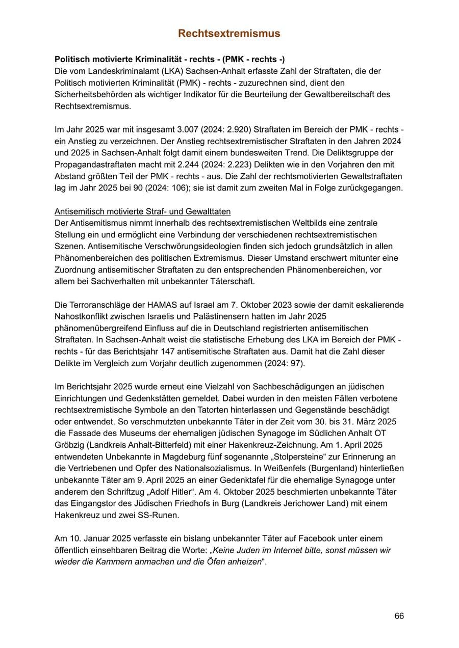 Seite 66 des Verfassungsschutzbericht 2025 Sachsen-Anhalt