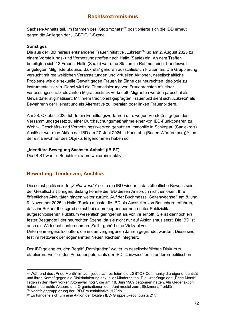 Seite 72 des Verfassungsschutzbericht 2025 Sachsen-Anhalt