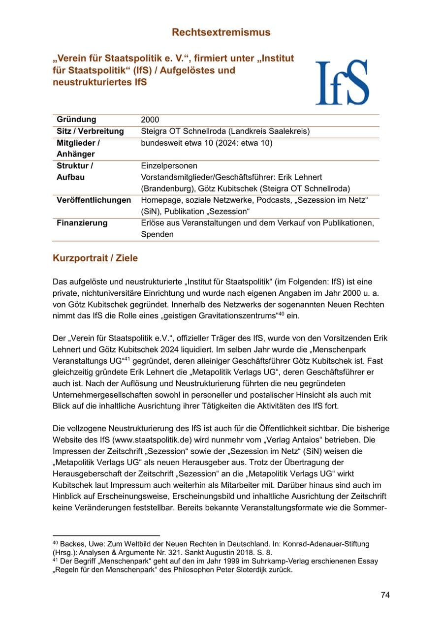 Seite 74 des Verfassungsschutzbericht 2025 Sachsen-Anhalt