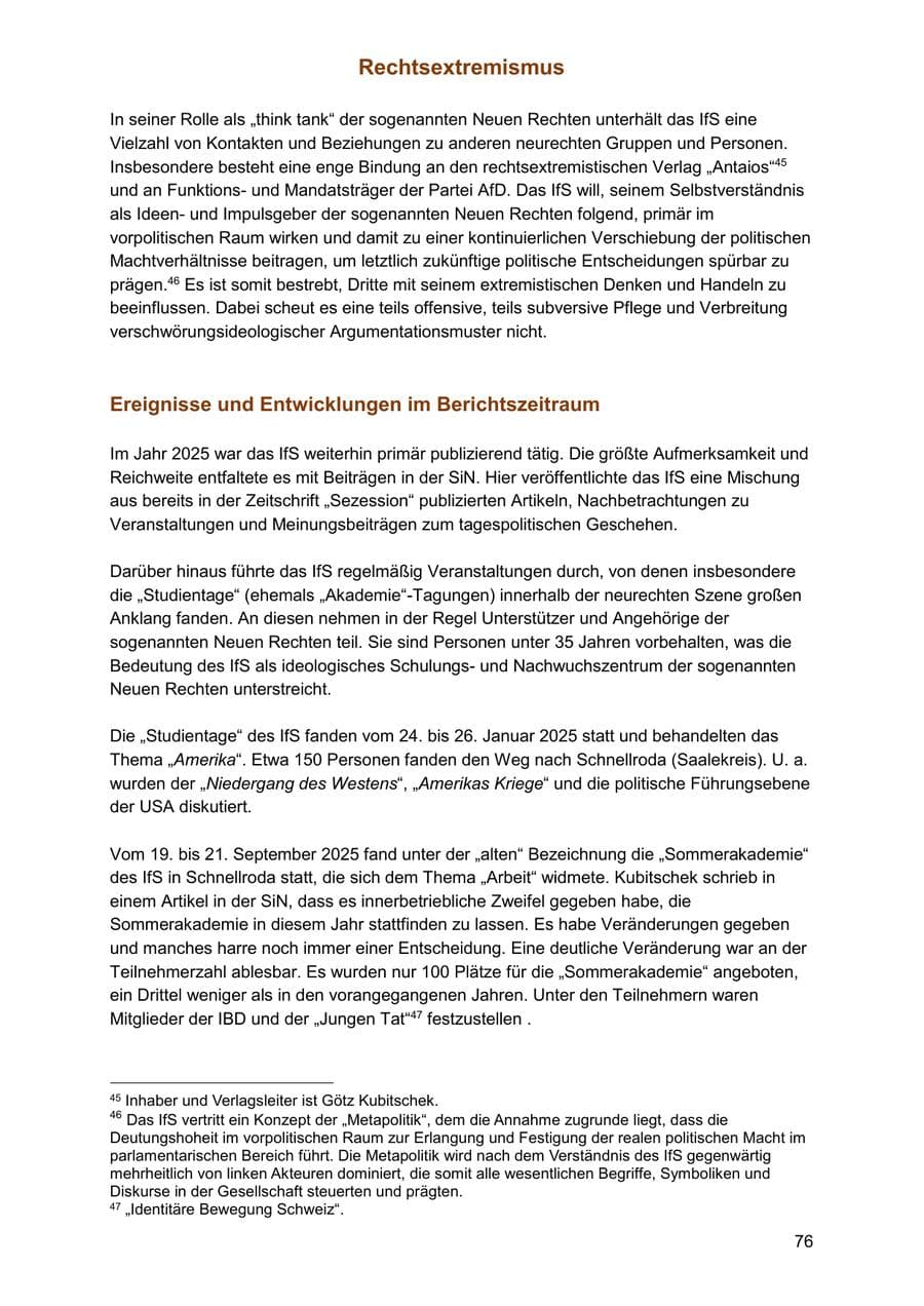 Seite 76 des Verfassungsschutzbericht 2025 Sachsen-Anhalt