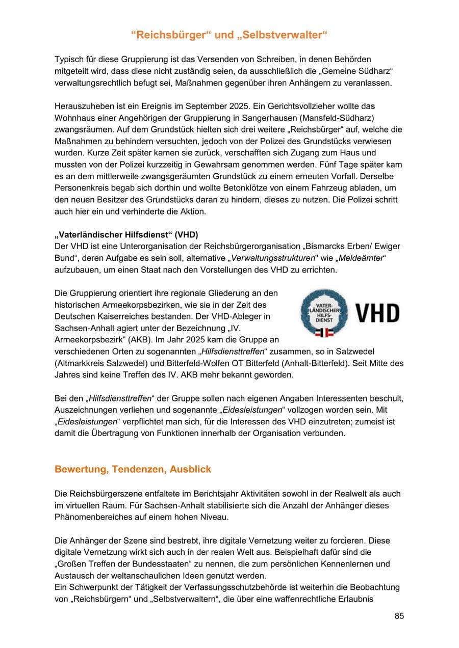 Seite 85 des Verfassungsschutzbericht 2025 Sachsen-Anhalt