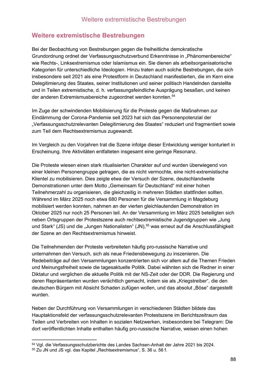 Seite 88 des Verfassungsschutzbericht 2025 Sachsen-Anhalt