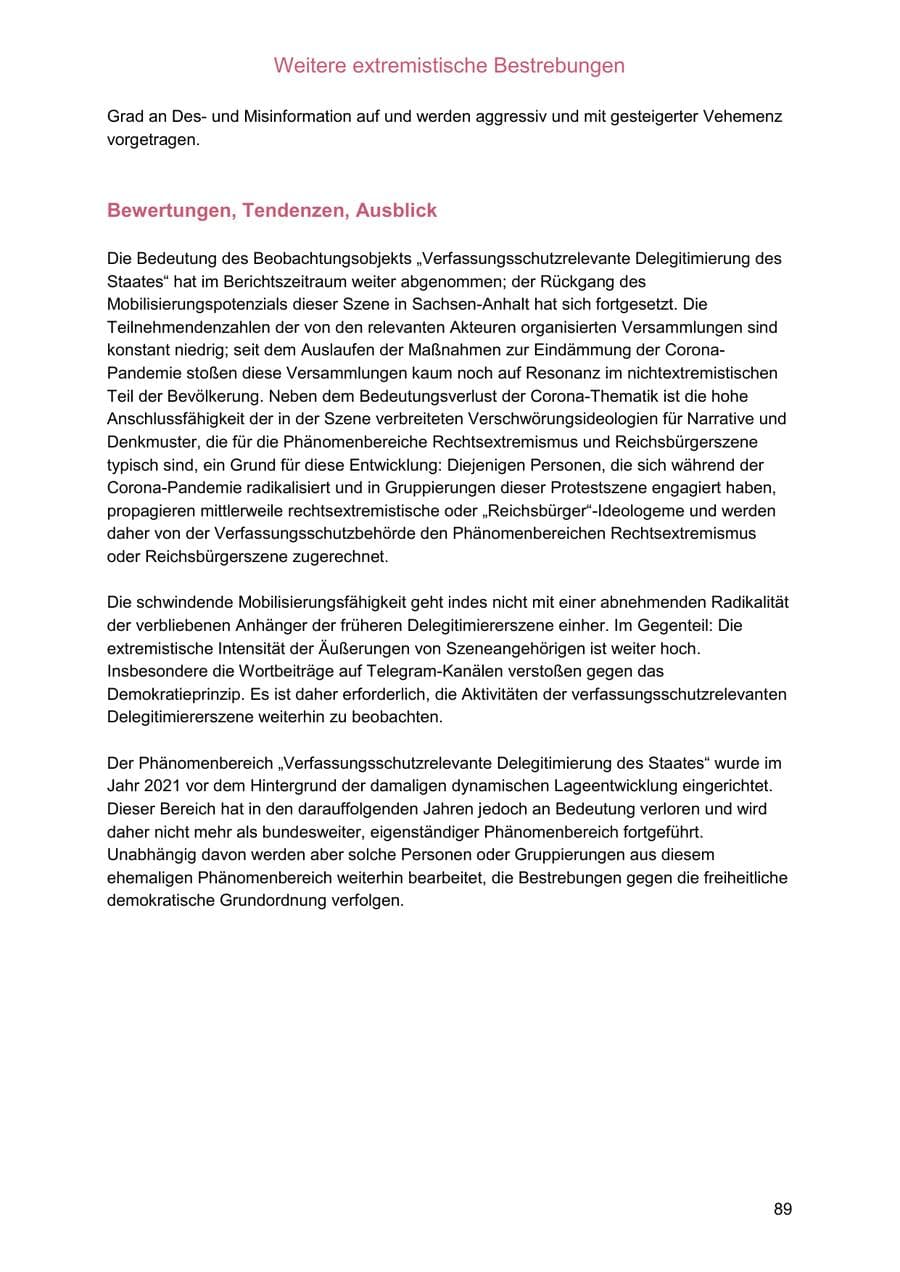 Seite 89 des Verfassungsschutzbericht 2025 Sachsen-Anhalt