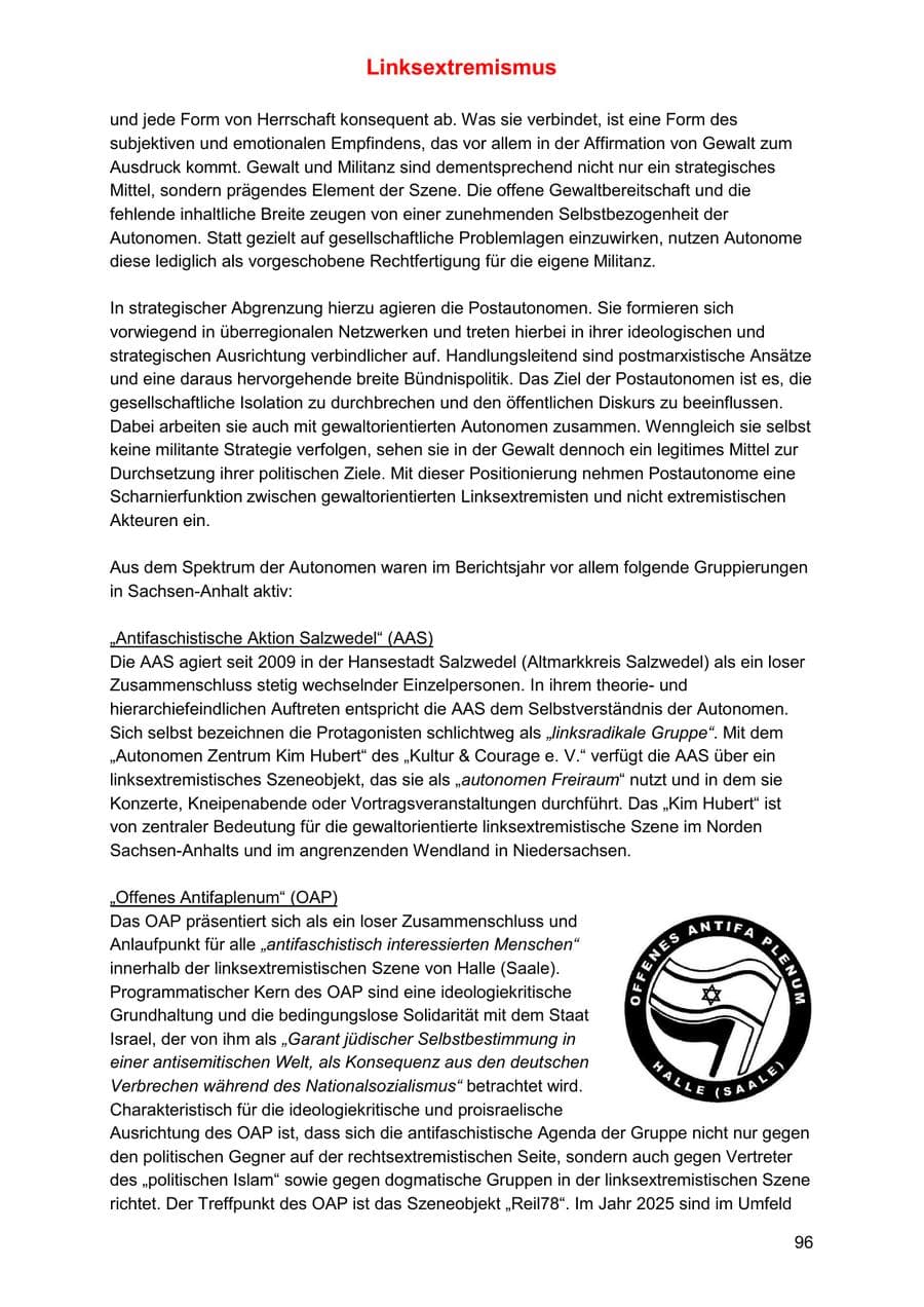 Seite 96 des Verfassungsschutzbericht 2025 Sachsen-Anhalt