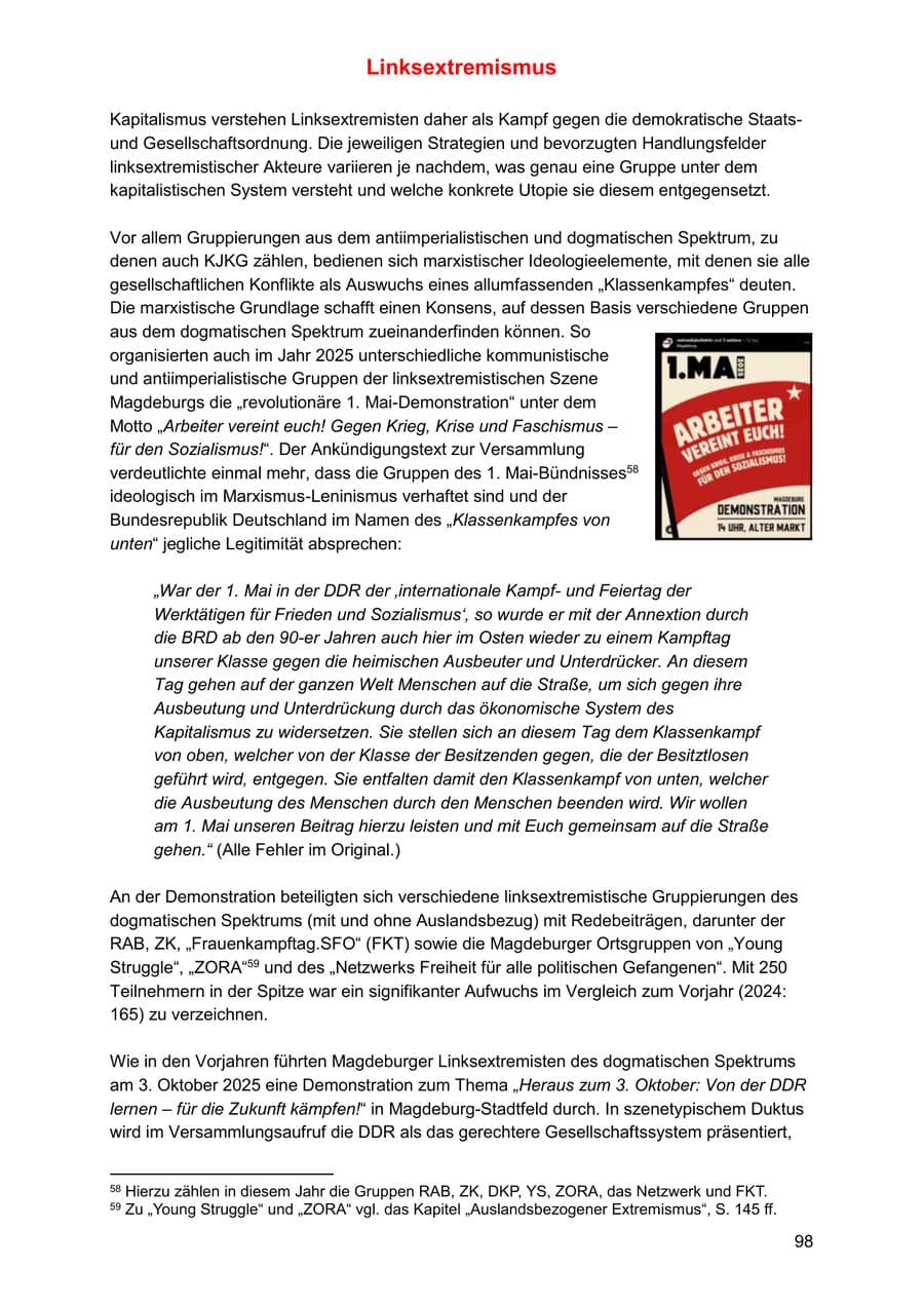 Seite 98 des Verfassungsschutzbericht 2025 Sachsen-Anhalt