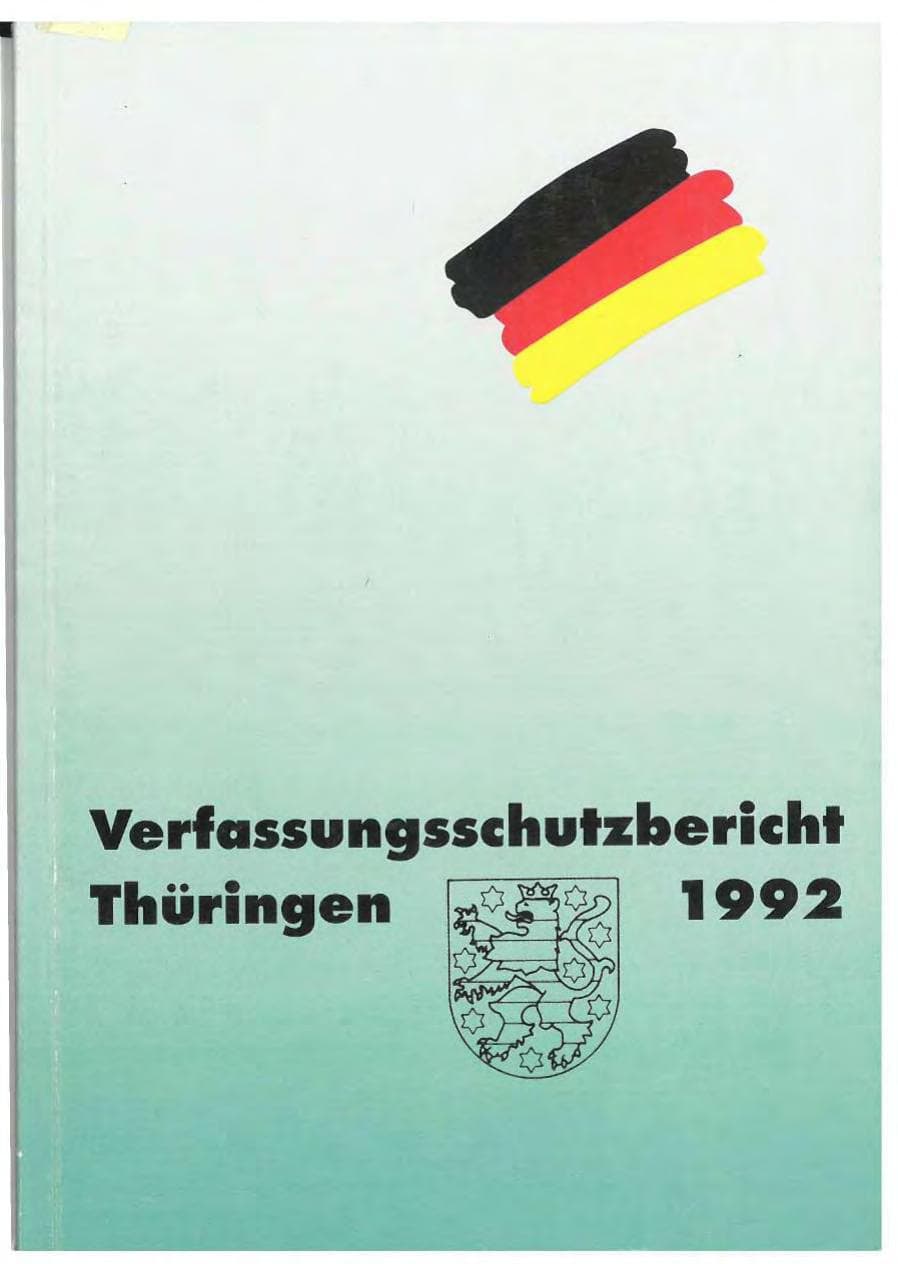 Seite 1 des Verfassungsschutzbericht 1992 Thüringen