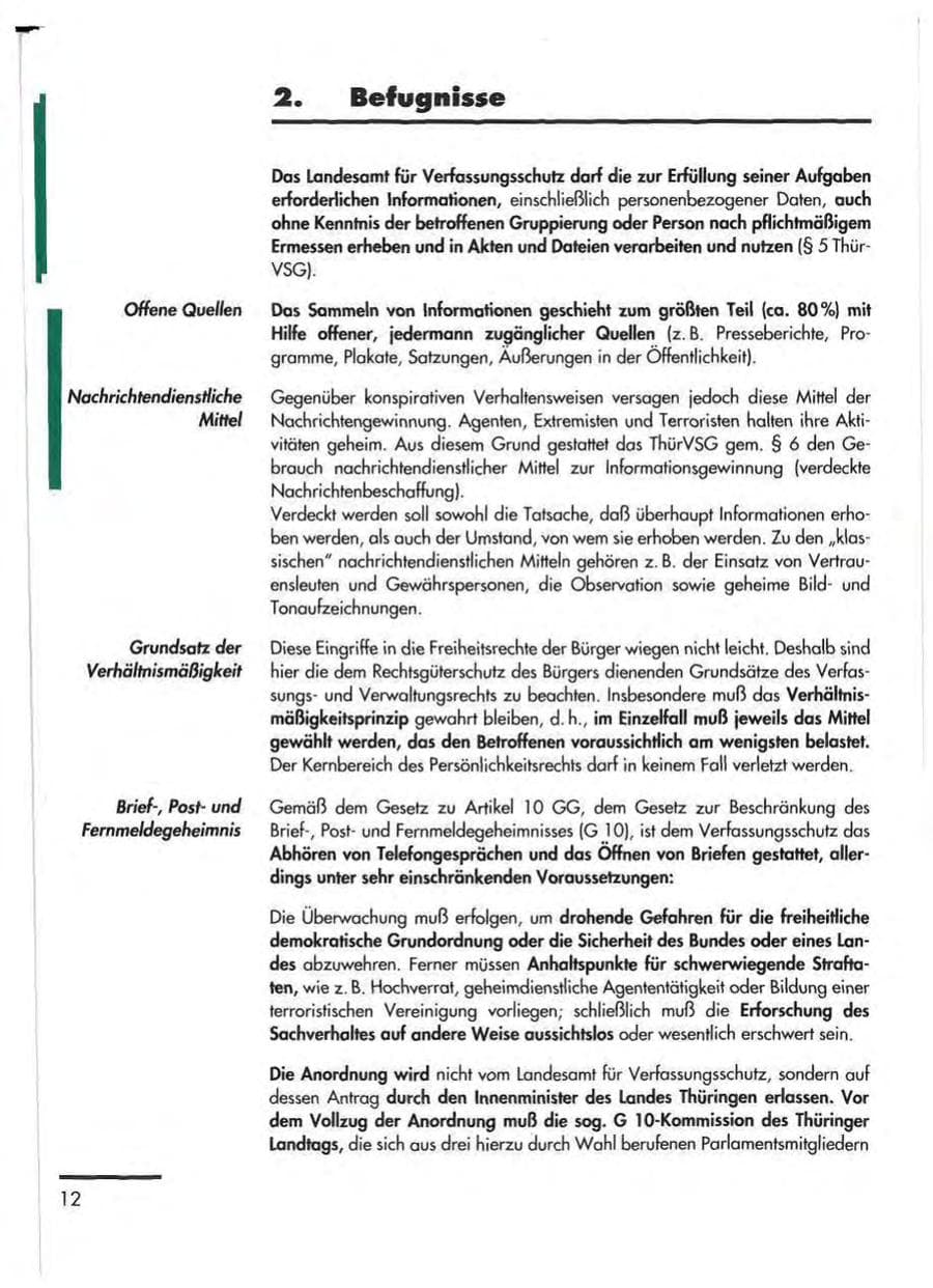 Seite 14 des Verfassungsschutzbericht 1992 Thüringen