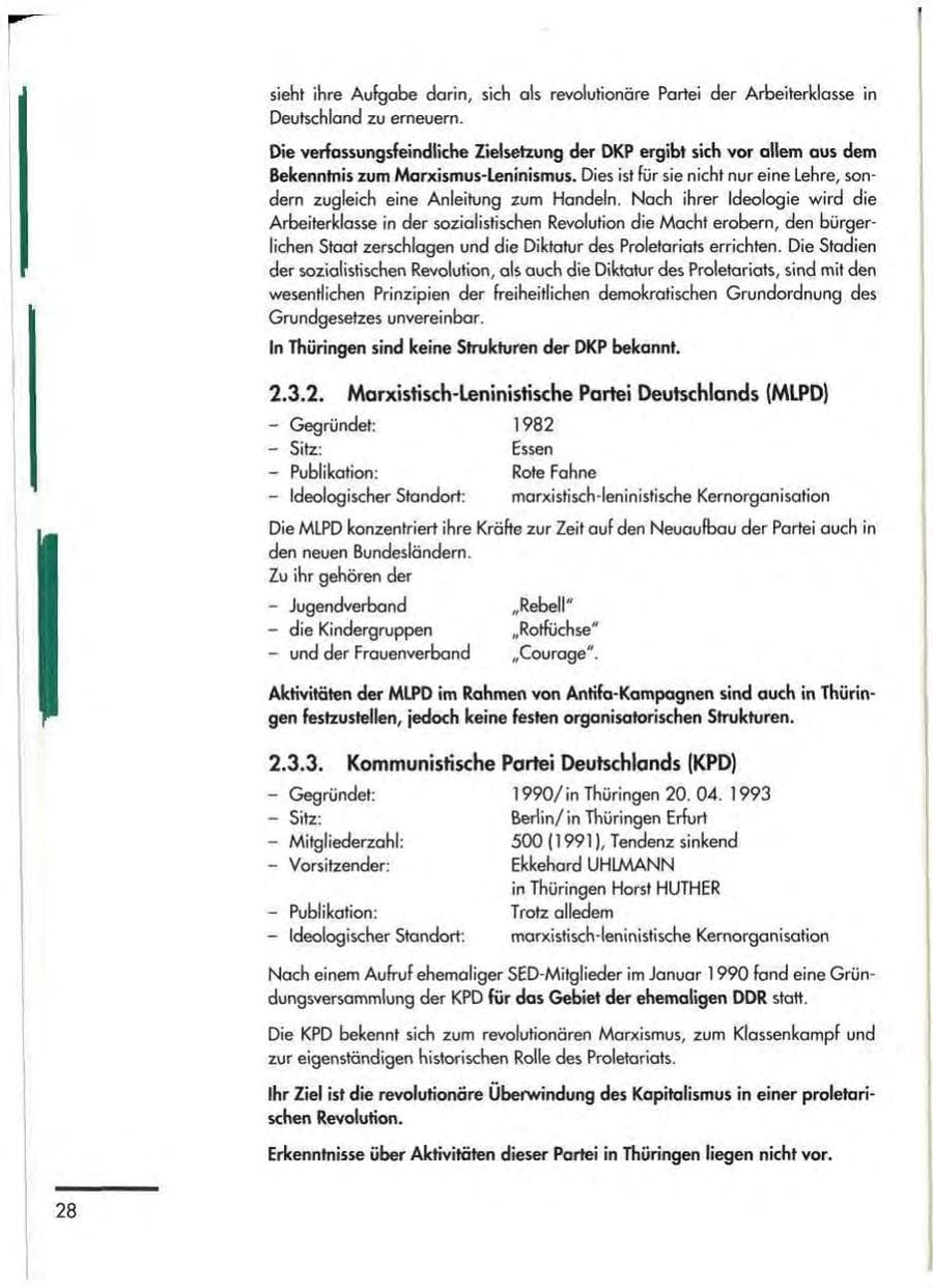 Seite 30 des Verfassungsschutzbericht 1992 Thüringen