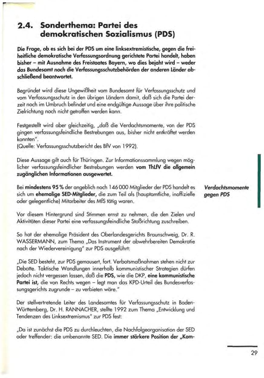 Seite 31 des Verfassungsschutzbericht 1992 Thüringen
