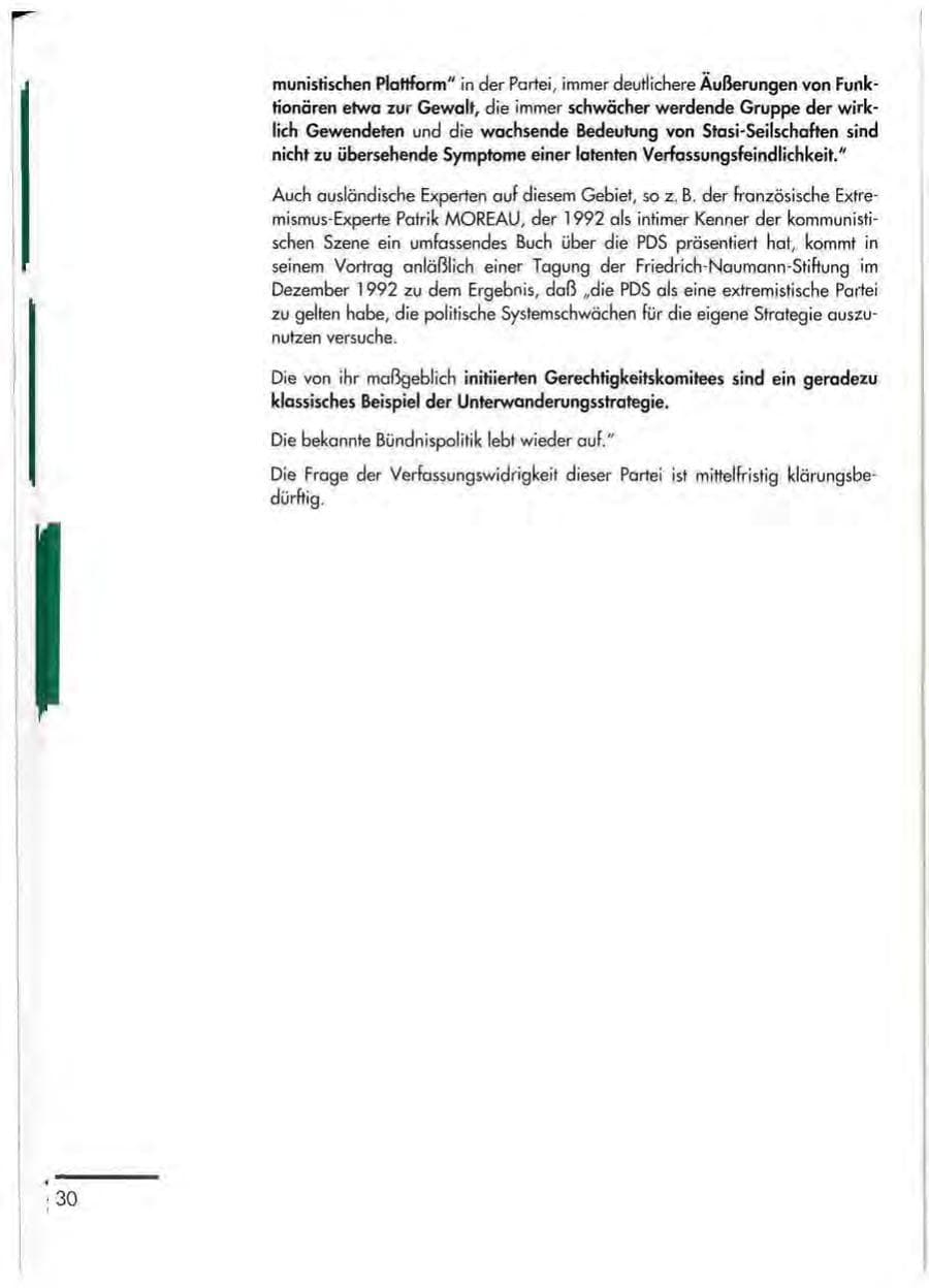 Seite 32 des Verfassungsschutzbericht 1992 Thüringen