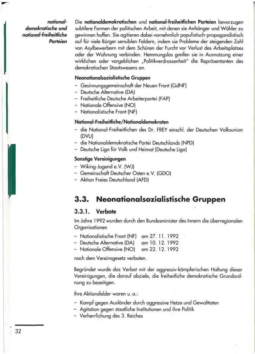 Seite 34 des Verfassungsschutzbericht 1992 Thüringen