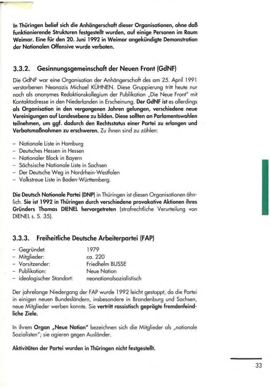 Seite 35 des Verfassungsschutzbericht 1992 Thüringen