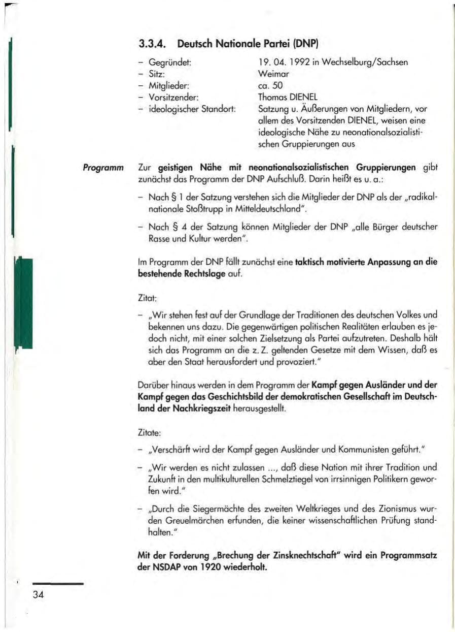 Seite 36 des Verfassungsschutzbericht 1992 Thüringen