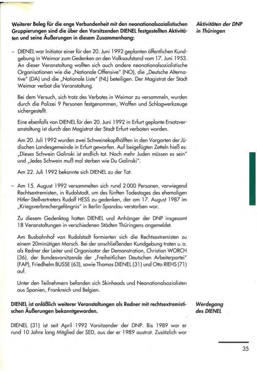 Seite 37 des Verfassungsschutzbericht 1992 Thüringen