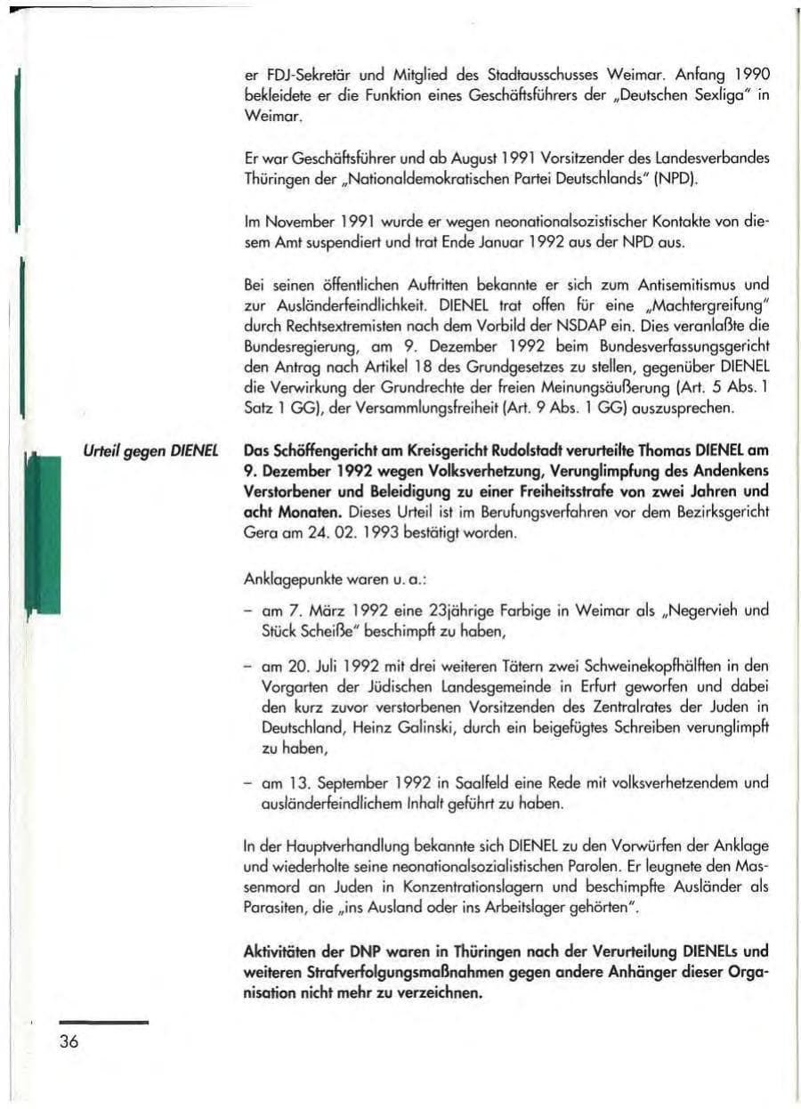 Seite 38 des Verfassungsschutzbericht 1992 Thüringen