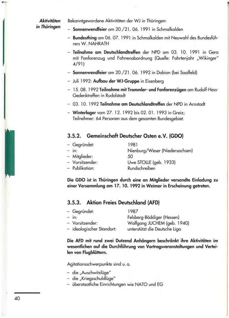 Seite 42 des Verfassungsschutzbericht 1992 Thüringen