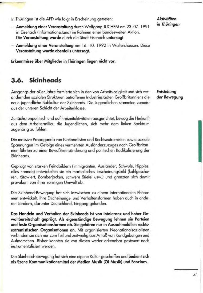 Seite 43 des Verfassungsschutzbericht 1992 Thüringen