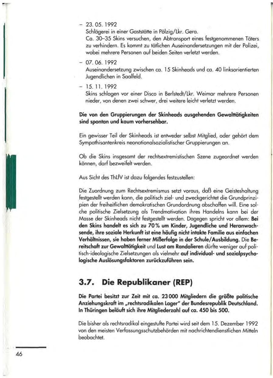 Seite 48 des Verfassungsschutzbericht 1992 Thüringen