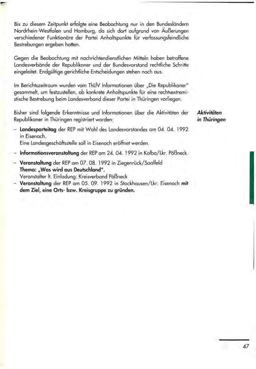 Seite 49 des Verfassungsschutzbericht 1992 Thüringen