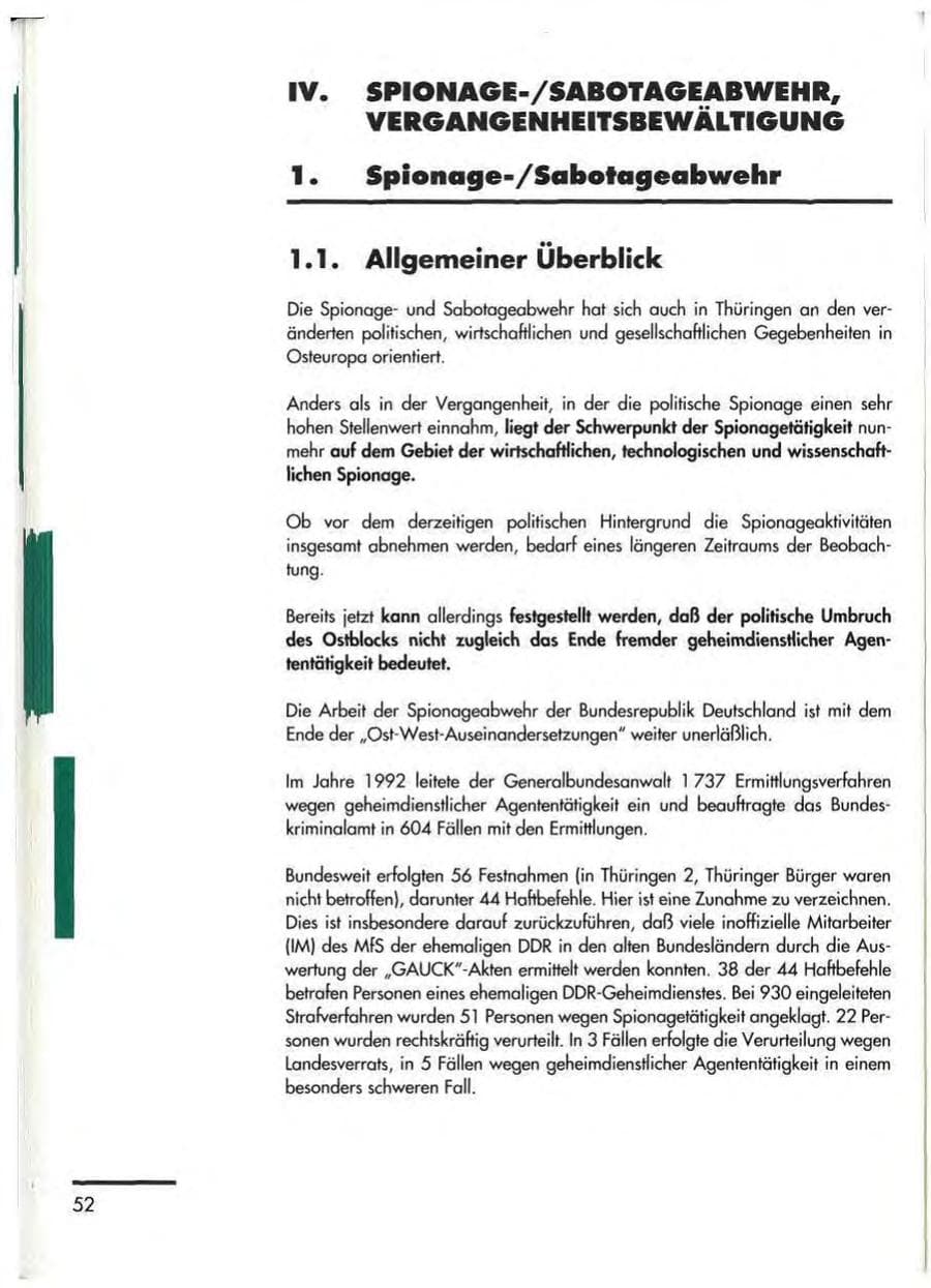 Seite 54 des Verfassungsschutzbericht 1992 Thüringen