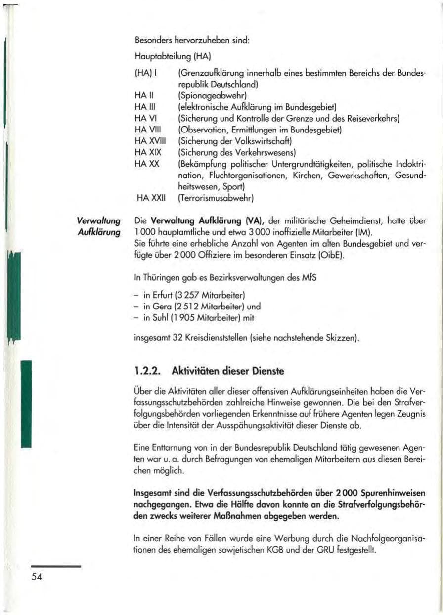 Seite 56 des Verfassungsschutzbericht 1992 Thüringen