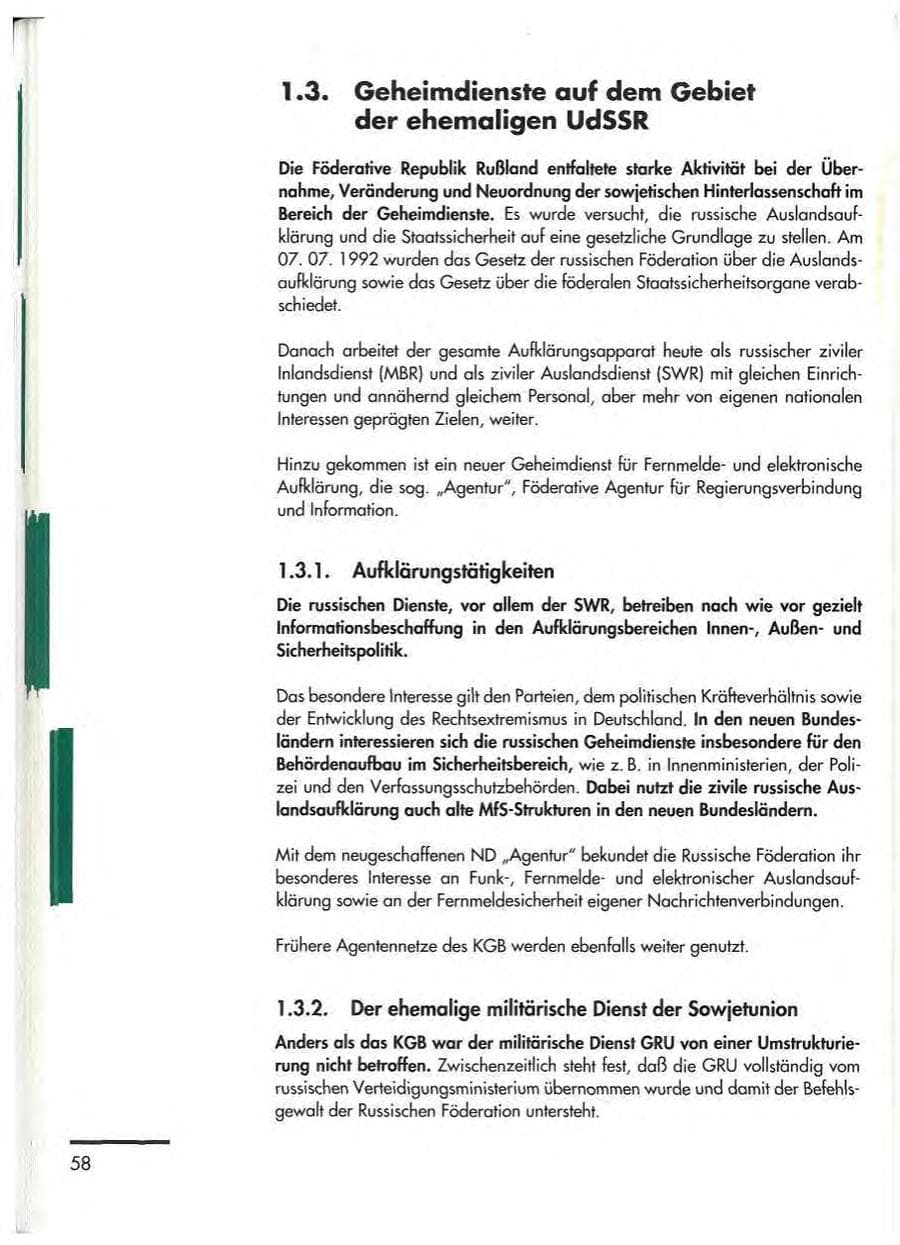 Seite 60 des Verfassungsschutzbericht 1992 Thüringen