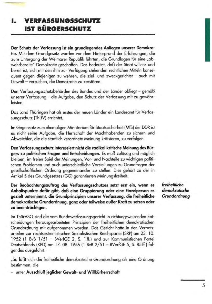 Seite 7 des Verfassungsschutzbericht 1992 Thüringen