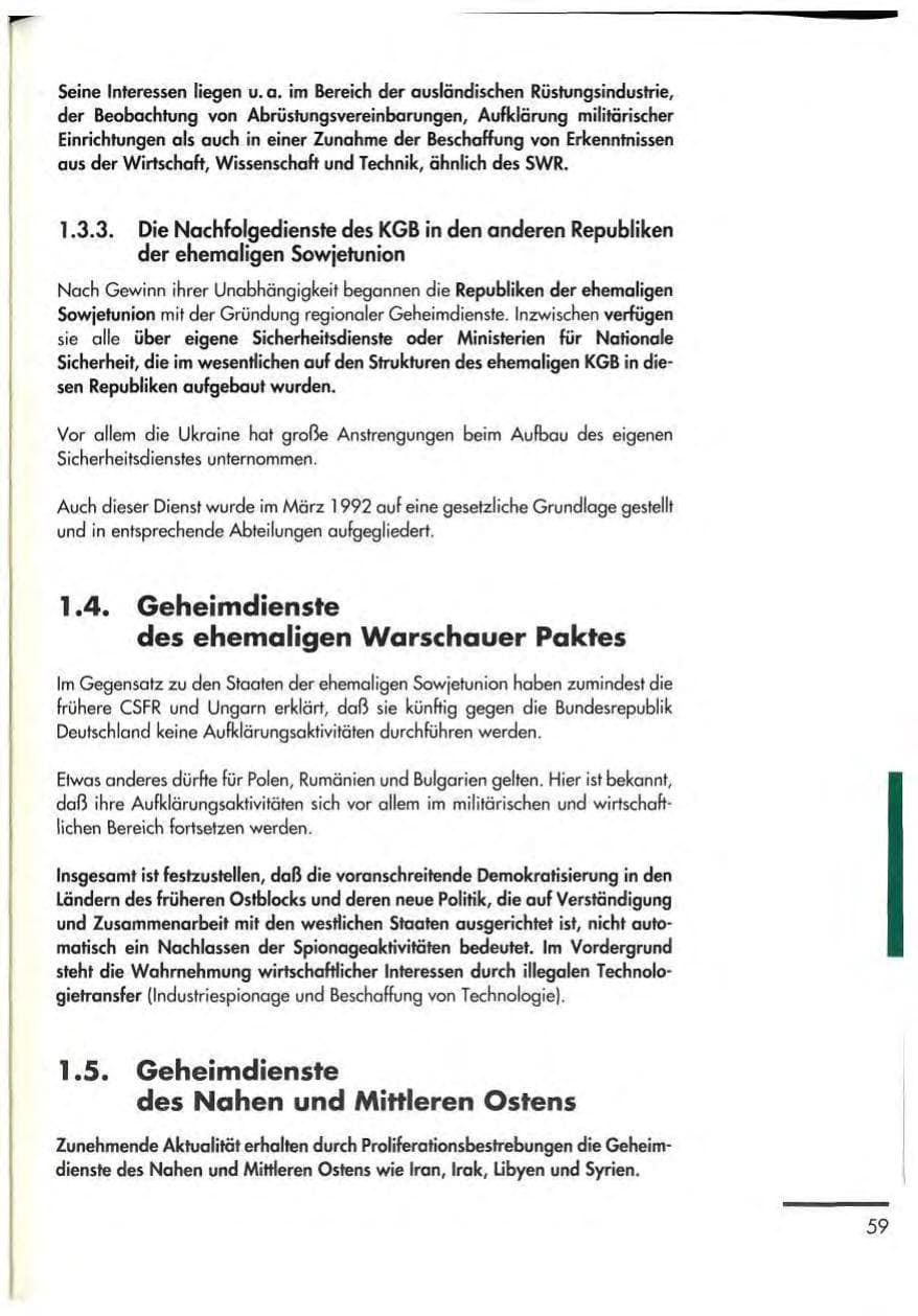 Seite 61 des Verfassungsschutzbericht 1992 Thüringen