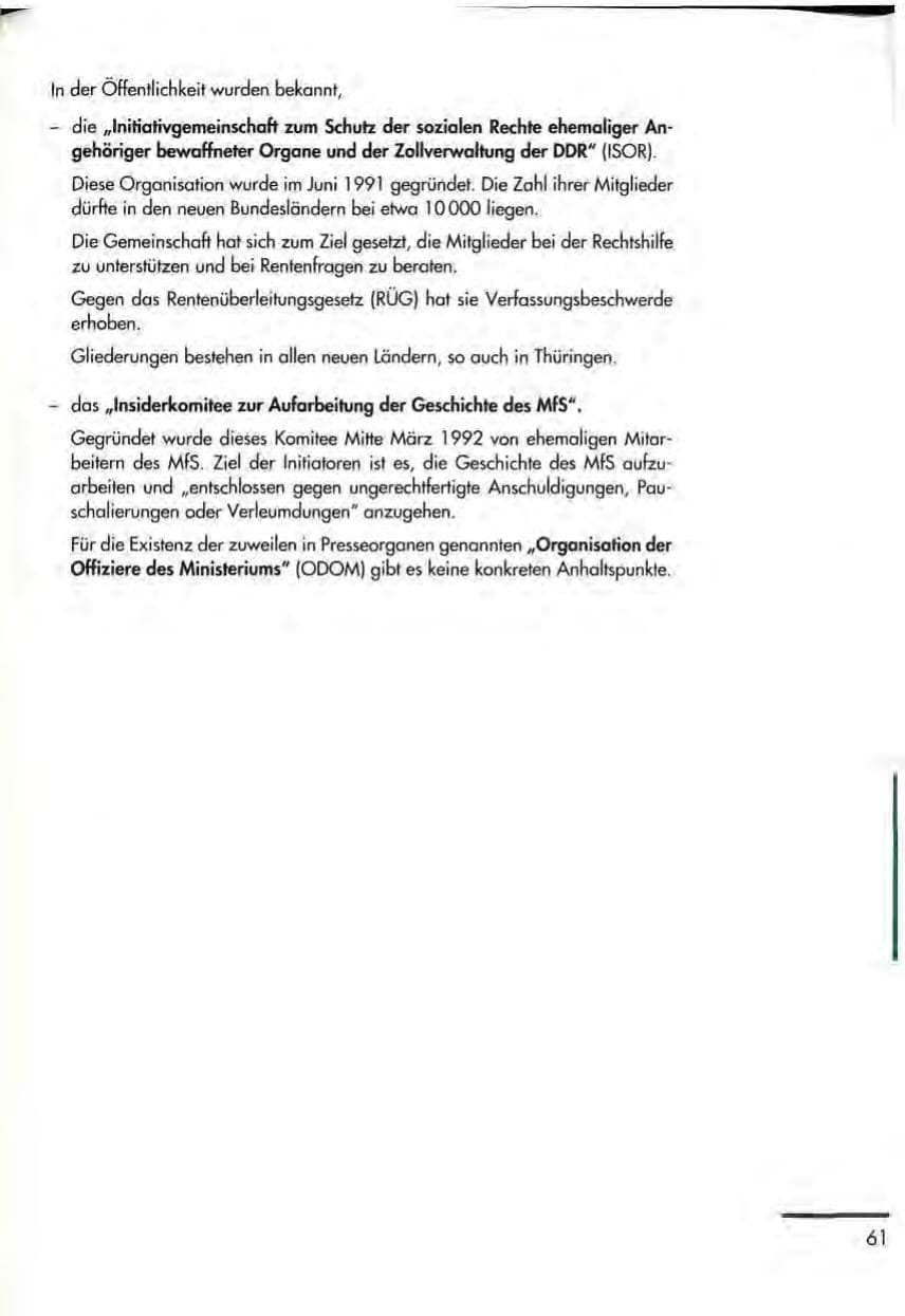 Seite 63 des Verfassungsschutzbericht 1992 Thüringen
