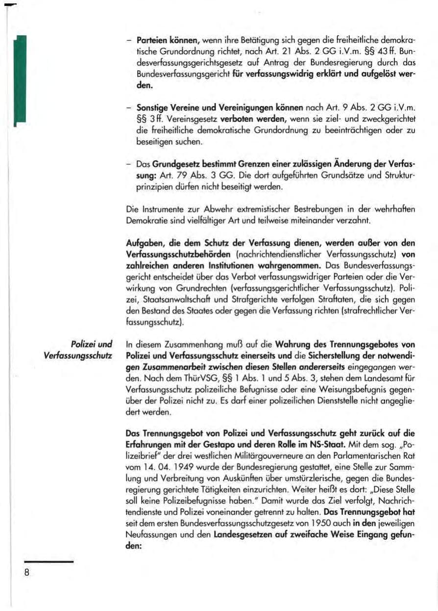 Seite 10 des Verfassungsschutzbericht 1992 Thüringen