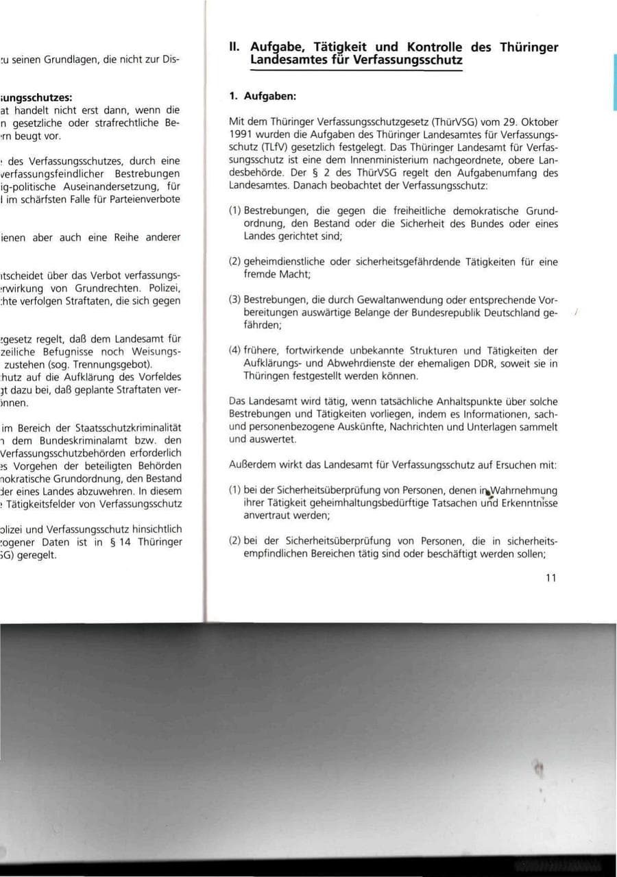Seite 11 des Verfassungsschutzbericht 1993 Thüringen