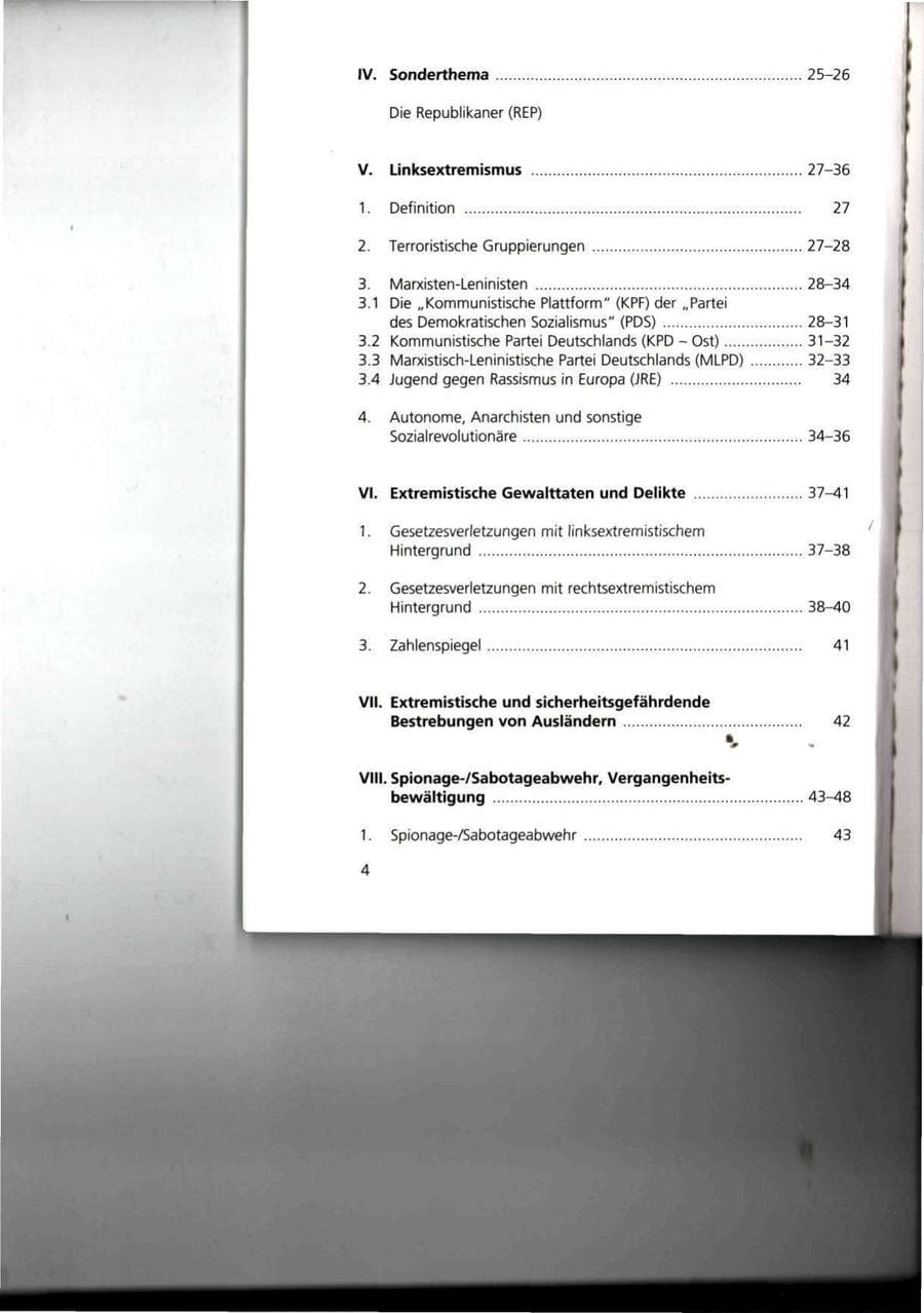 Seite 4 des Verfassungsschutzbericht 1993 Thüringen