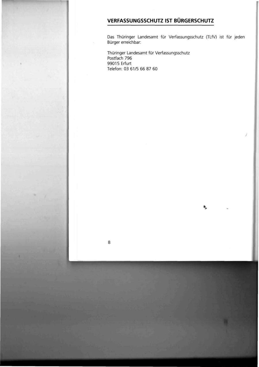 Seite 8 des Verfassungsschutzbericht 1993 Thüringen