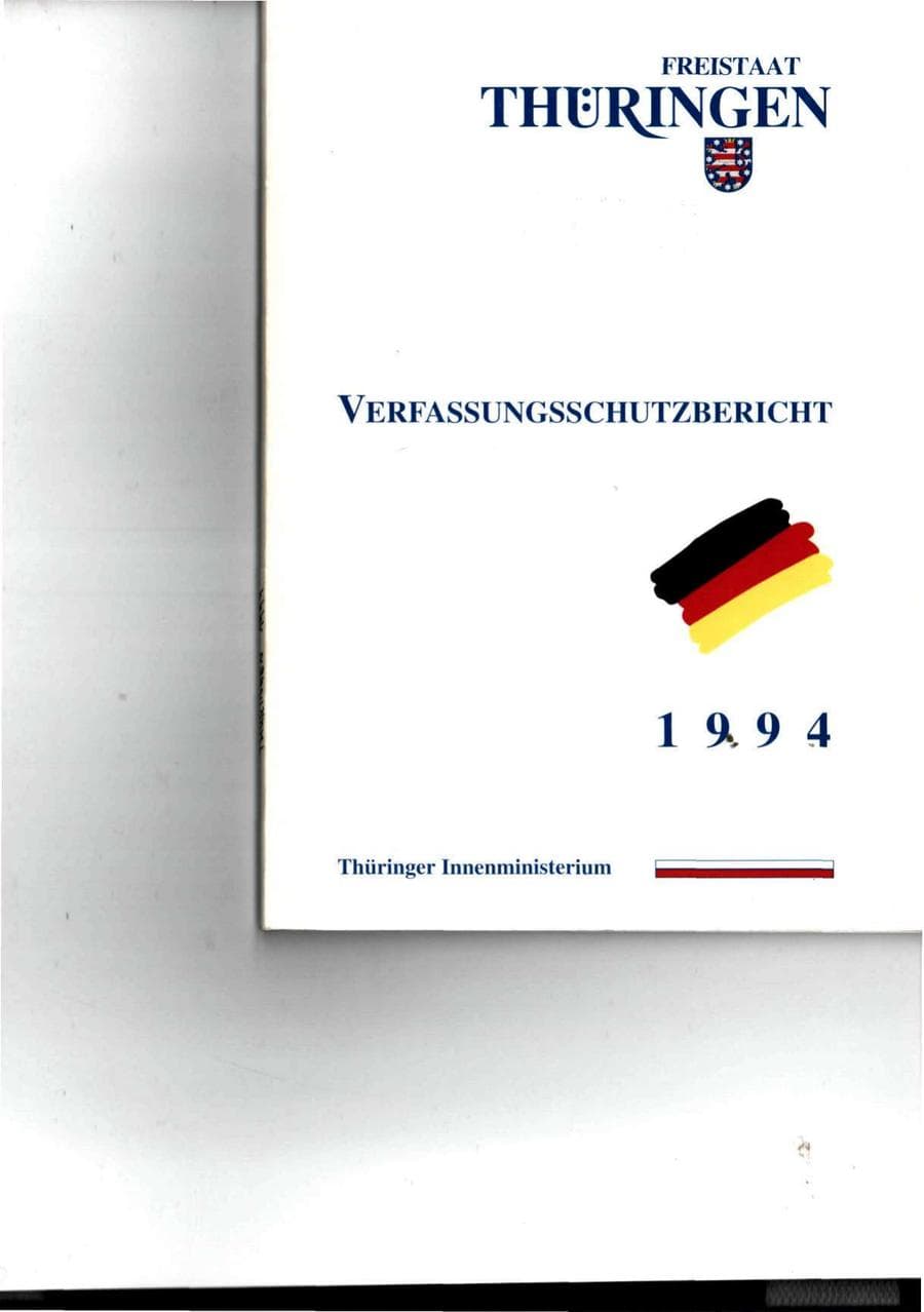 Seite 1 des Verfassungsschutzbericht 1994 Thüringen