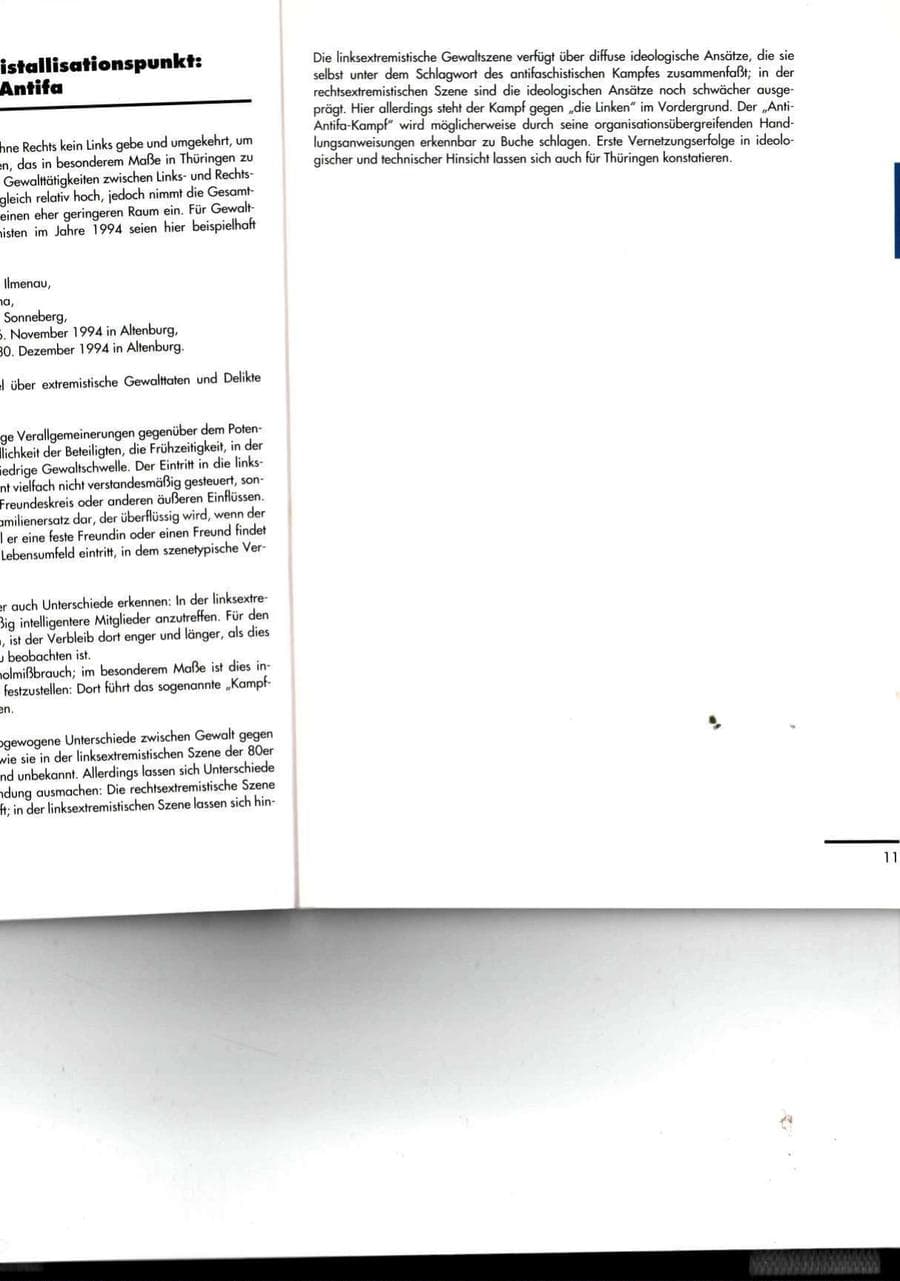 Seite 11 des Verfassungsschutzbericht 1994 Thüringen