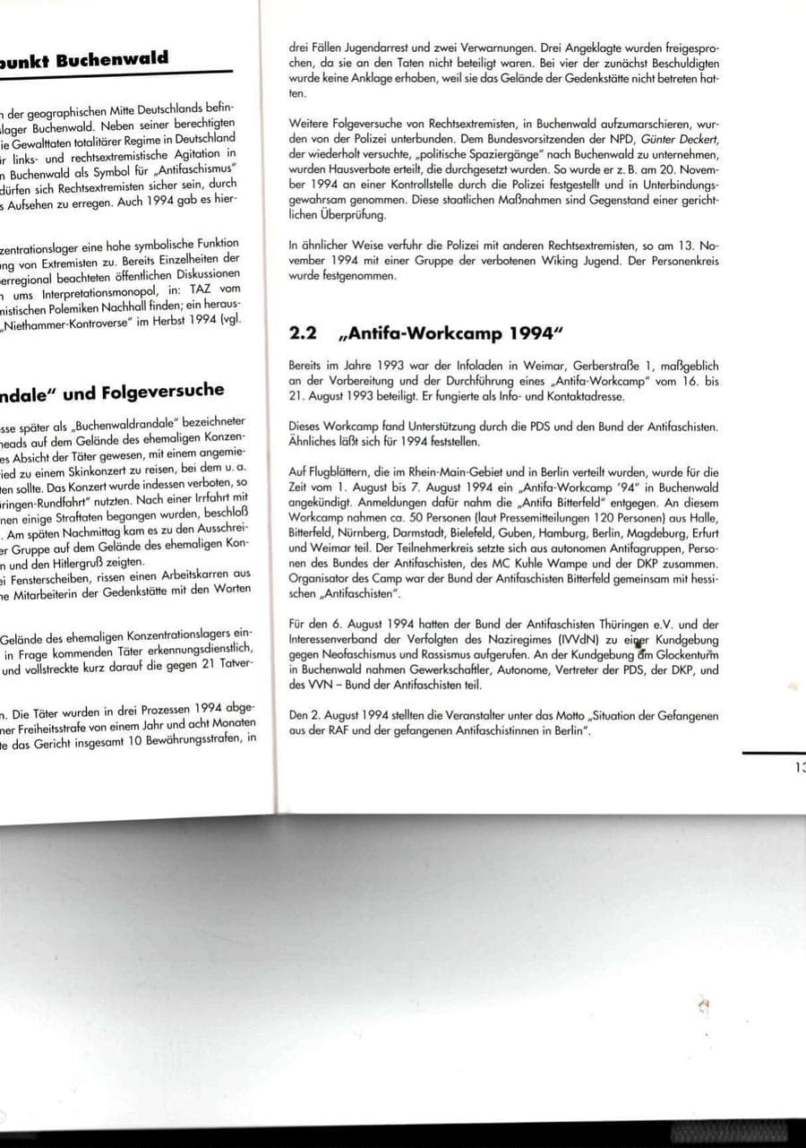 Seite 13 des Verfassungsschutzbericht 1994 Thüringen