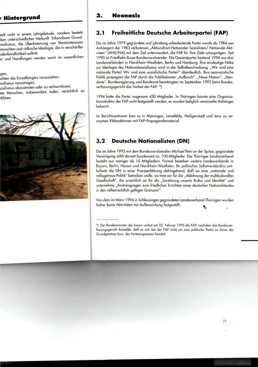 Seite 19 des Verfassungsschutzbericht 1994 Thüringen