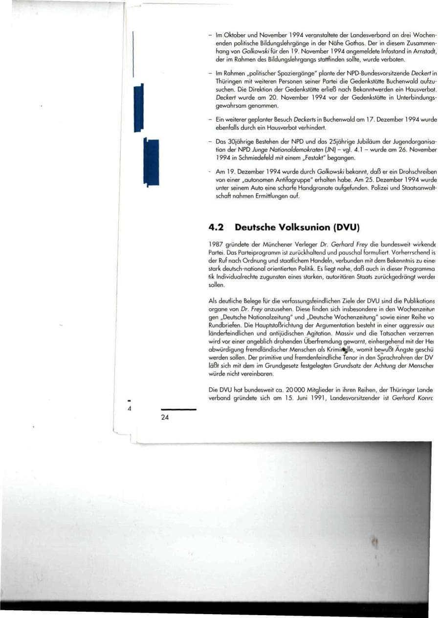 Seite 24 des Verfassungsschutzbericht 1994 Thüringen