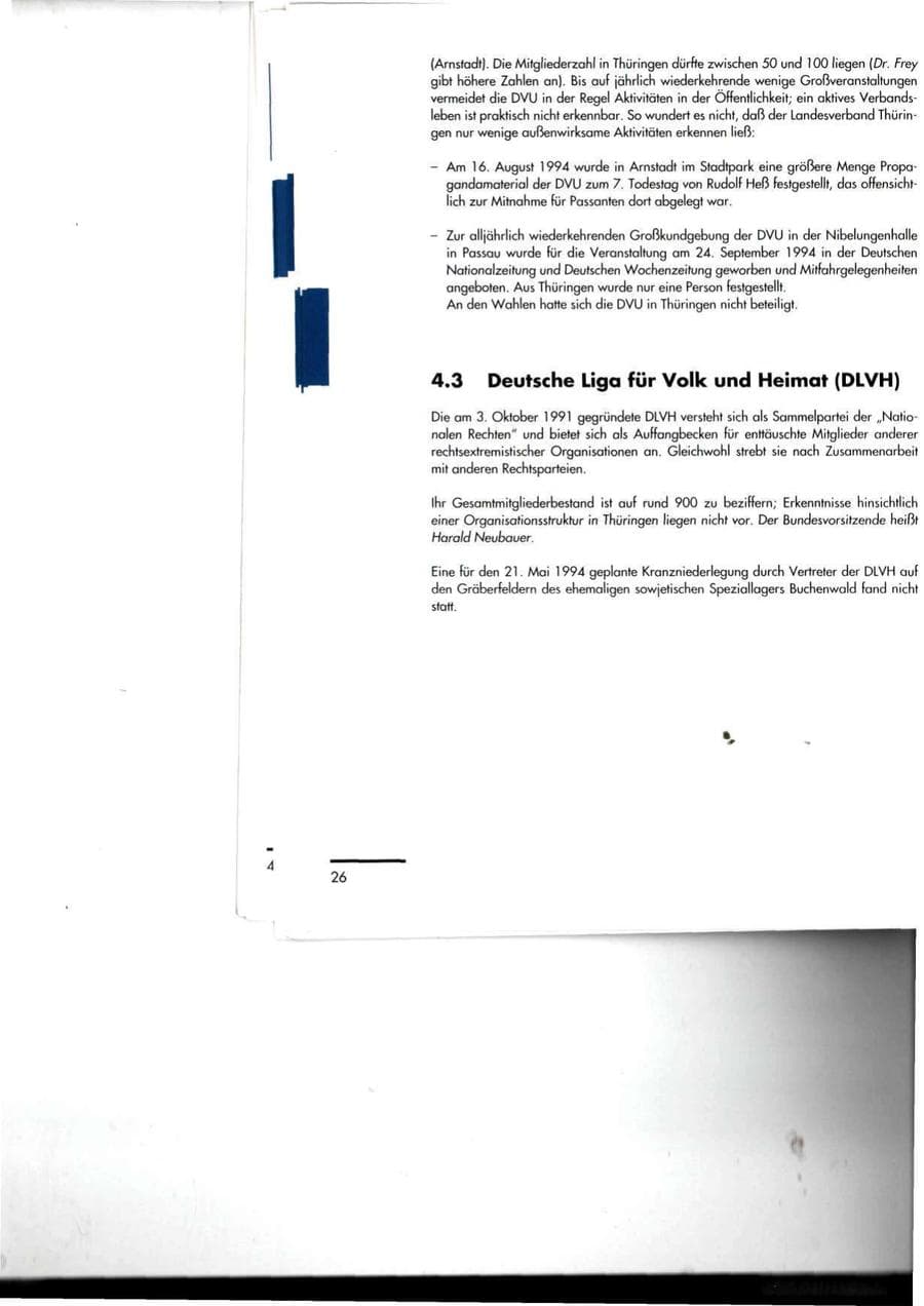 Seite 26 des Verfassungsschutzbericht 1994 Thüringen