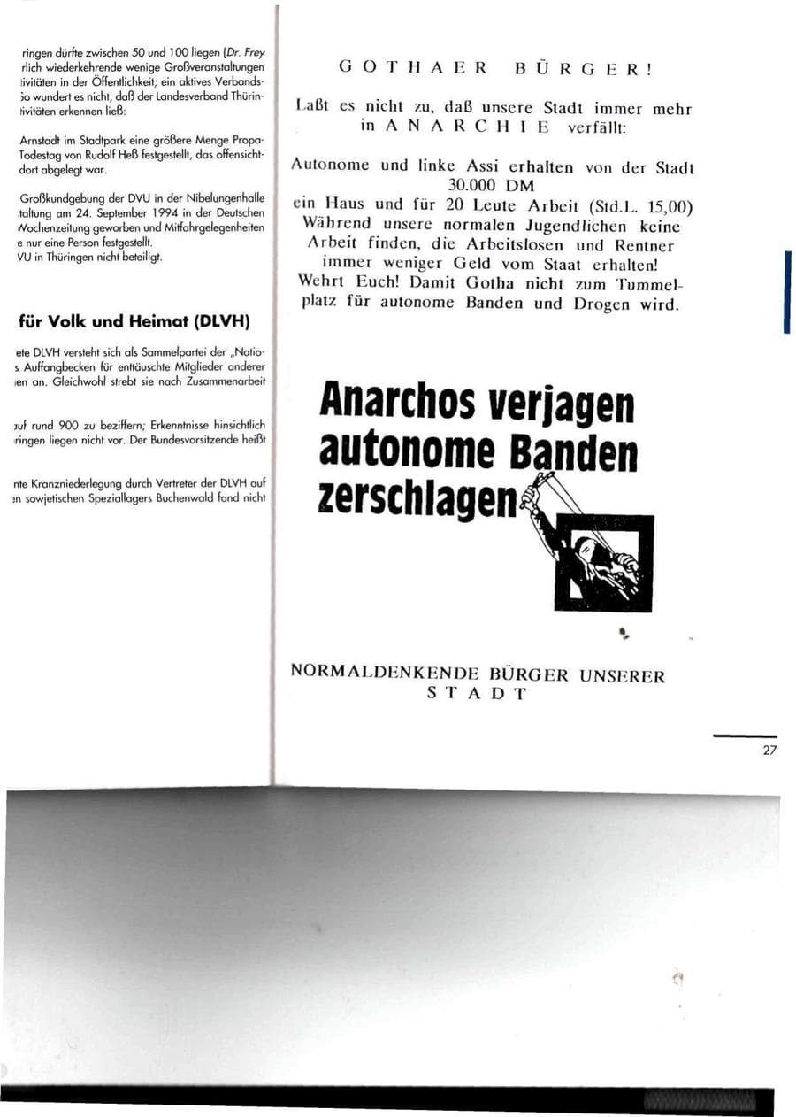 Seite 27 des Verfassungsschutzbericht 1994 Thüringen
