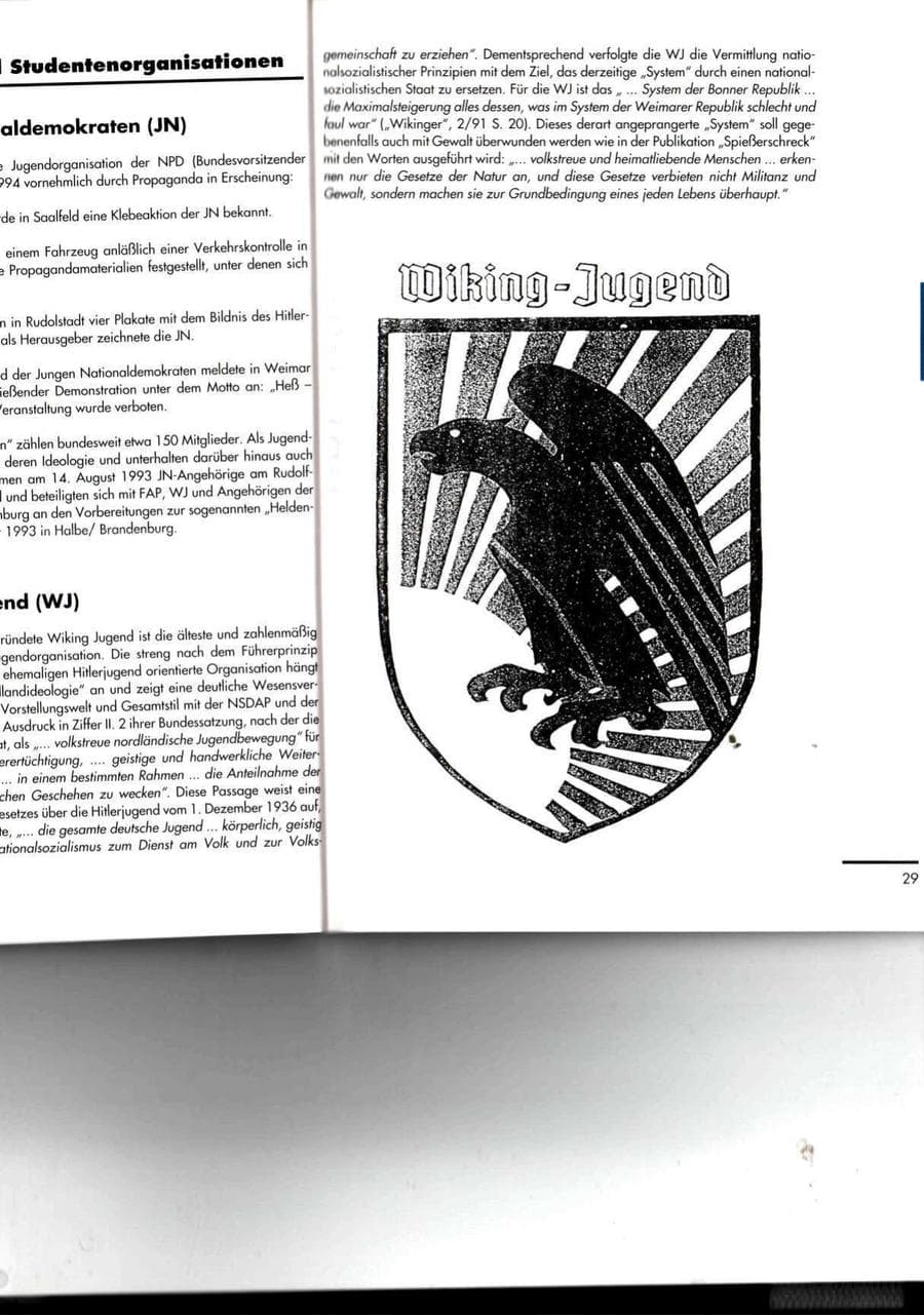 Seite 29 des Verfassungsschutzbericht 1994 Thüringen