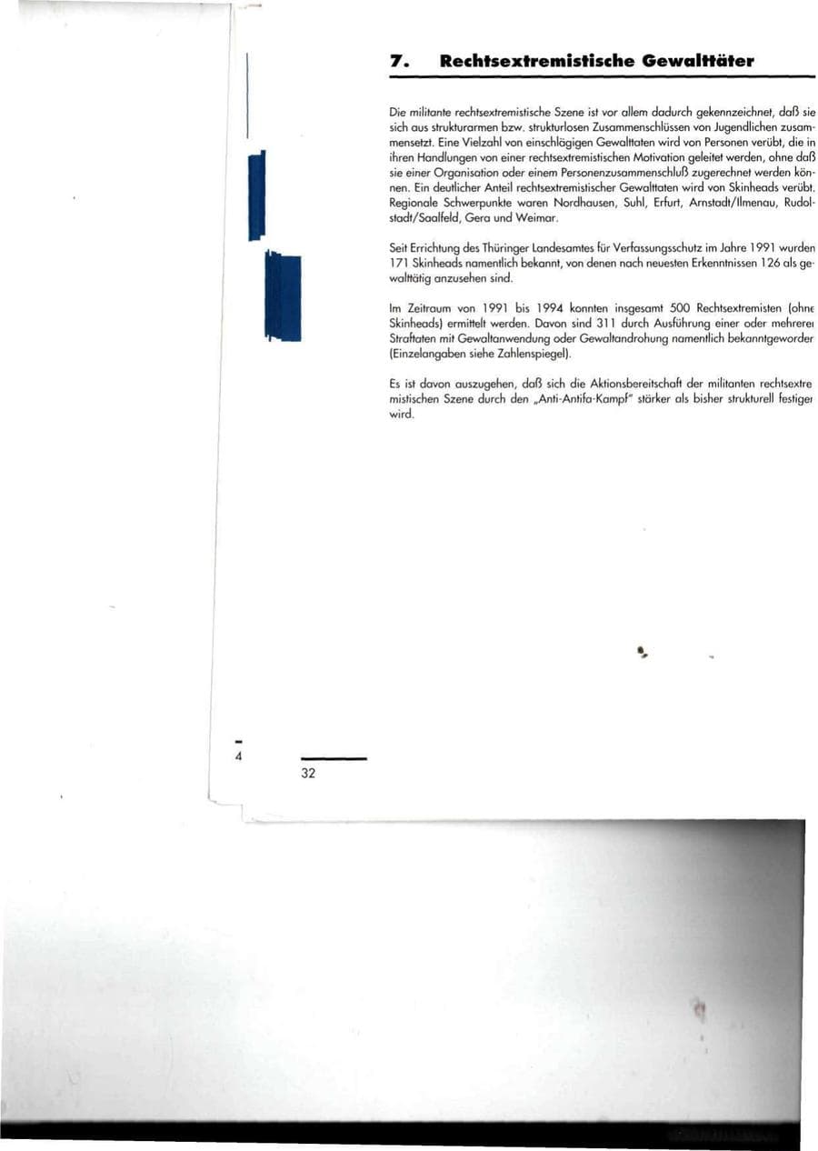 Seite 32 des Verfassungsschutzbericht 1994 Thüringen