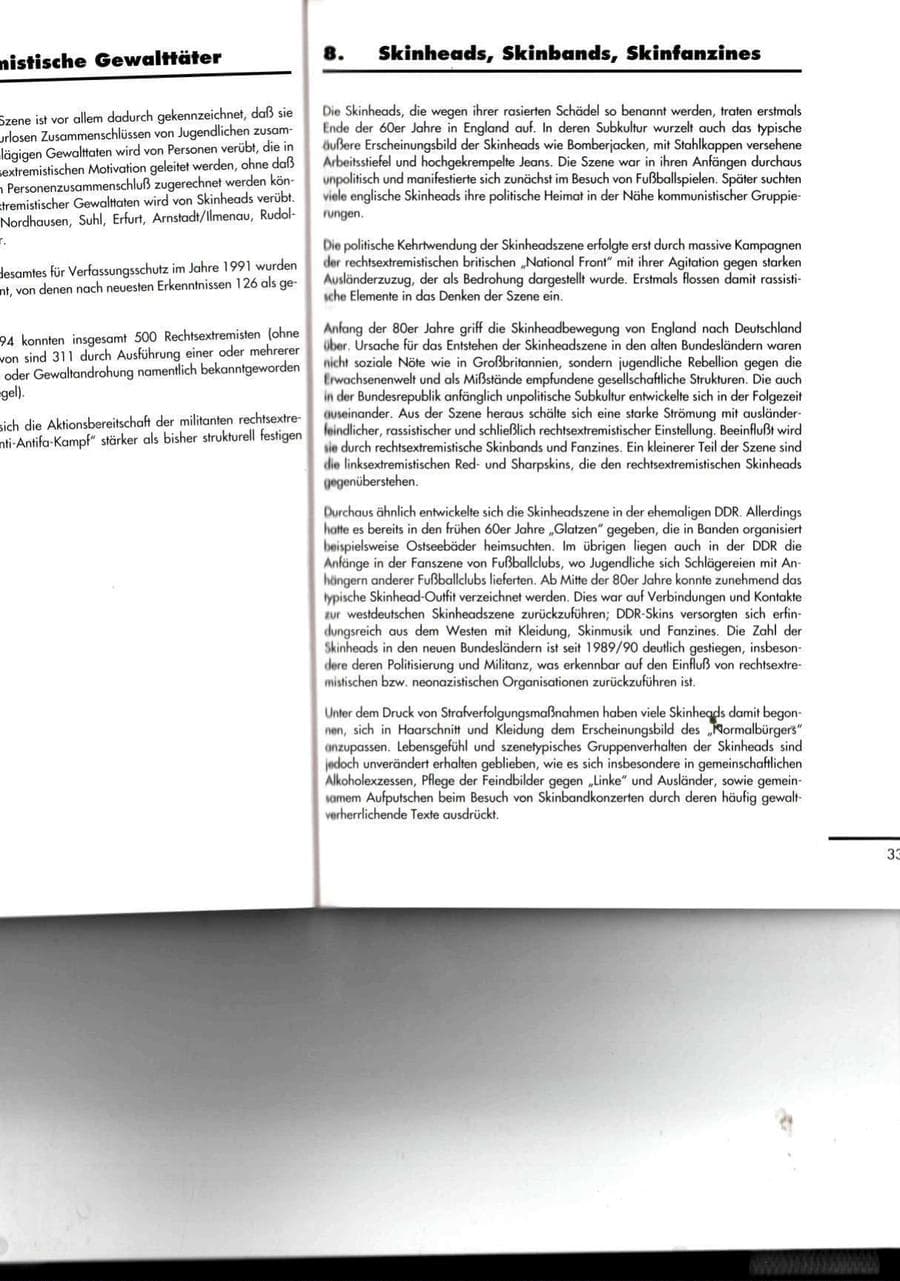 Seite 33 des Verfassungsschutzbericht 1994 Thüringen