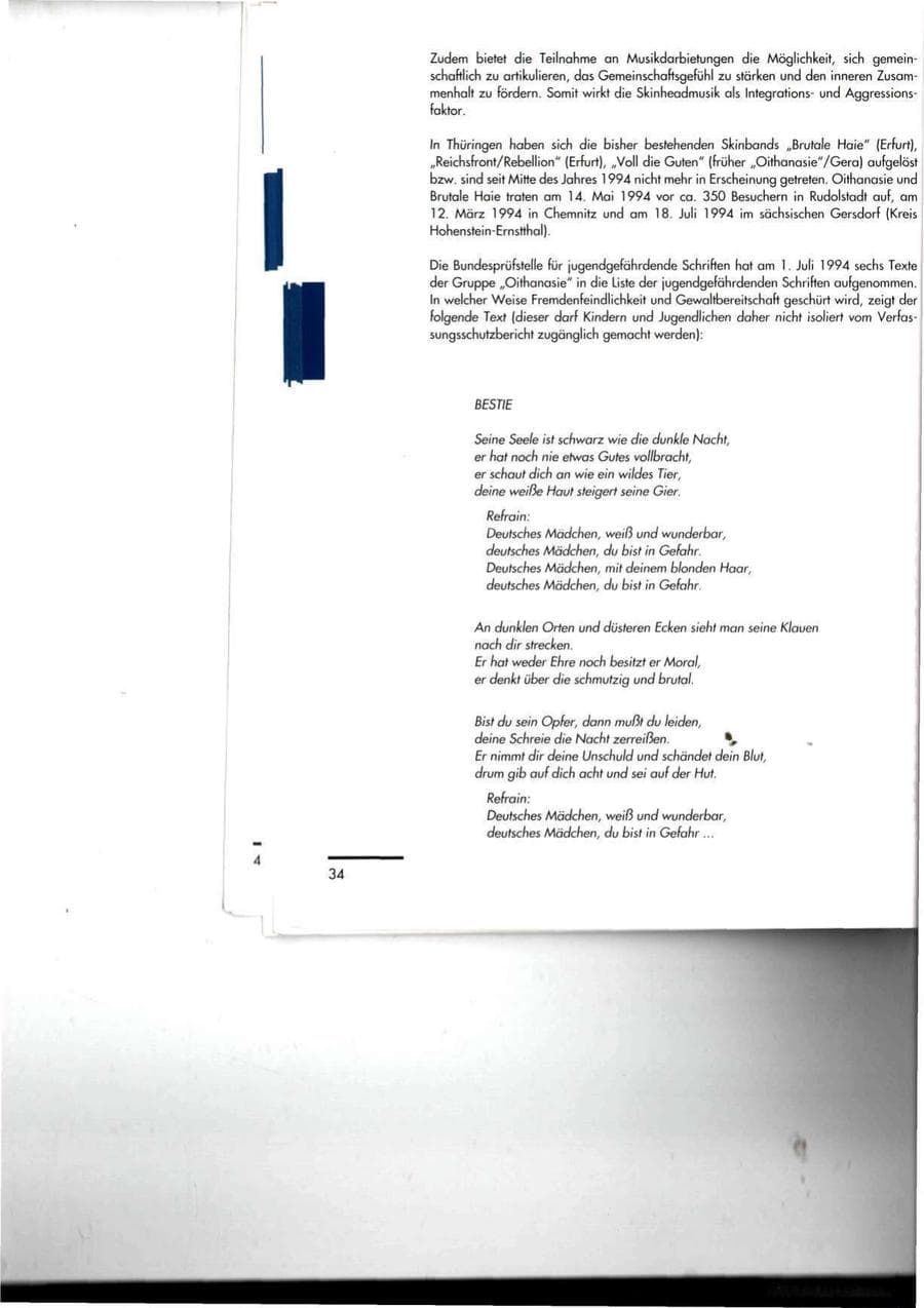 Seite 34 des Verfassungsschutzbericht 1994 Thüringen