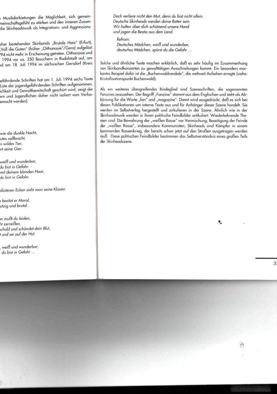 Seite 35 des Verfassungsschutzbericht 1994 Thüringen