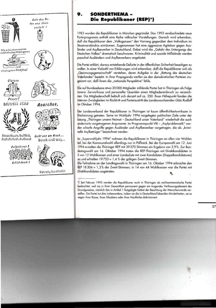 Seite 37 des Verfassungsschutzbericht 1994 Thüringen