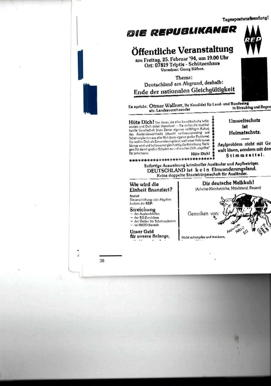 Seite 38 des Verfassungsschutzbericht 1994 Thüringen