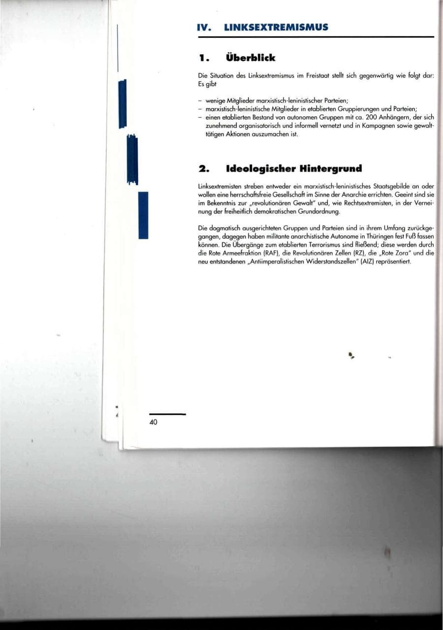 Seite 40 des Verfassungsschutzbericht 1994 Thüringen