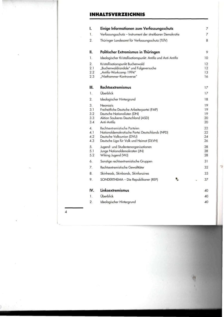 Seite 5 des Verfassungsschutzbericht 1994 Thüringen