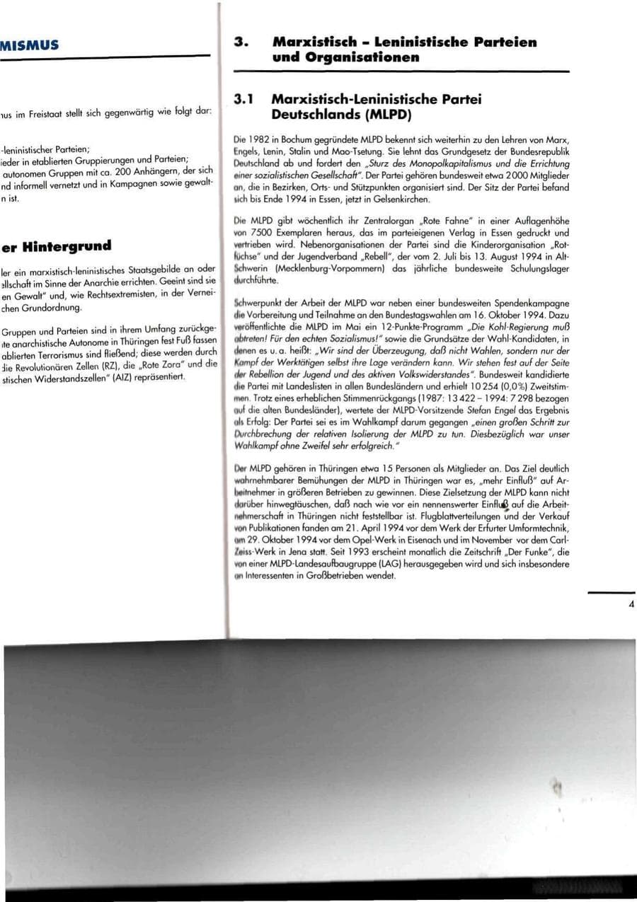Seite 41 des Verfassungsschutzbericht 1994 Thüringen